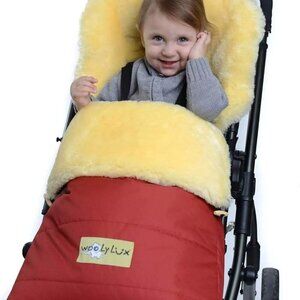 Woolylux Sheepskin Footmuff, 100% Australian Sheepskin, Red